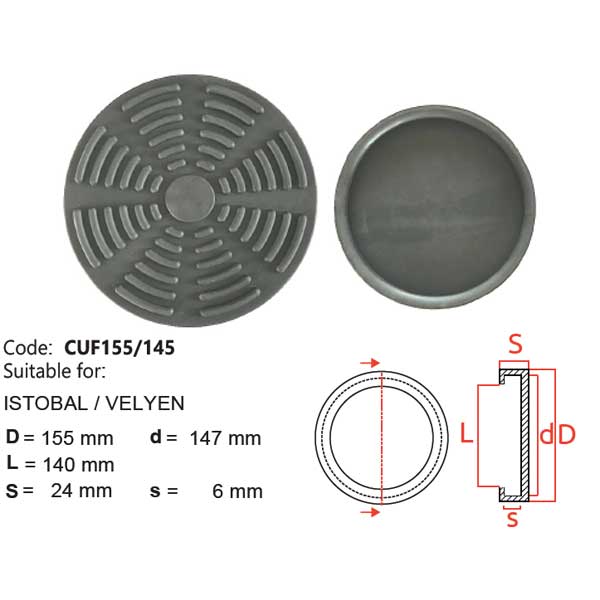 Tampone a cuffia - CUF155/145 - Per sollevatori modello: ISTOBAL e VELYEN Tampone a cuffia - CUF155/145 - Per sollevatori modello: ISTOBAL e VELYEN